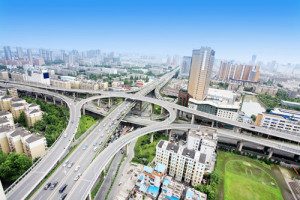 overpass and a lot of cars in Hangzhou